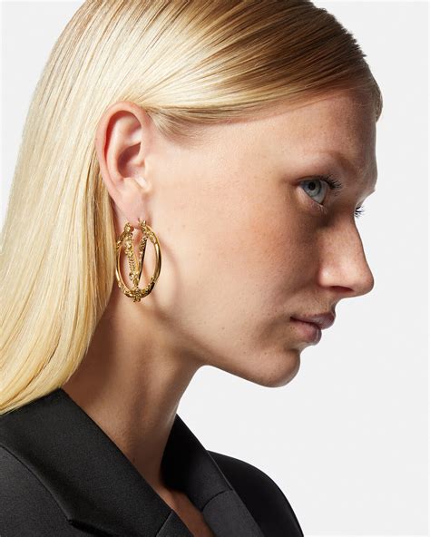 vintage versace earrings hoop|Versace enamel earrings.